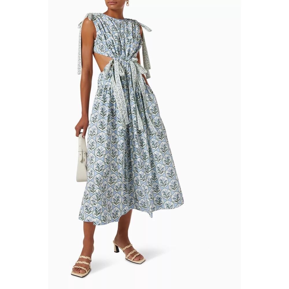 Agua by Agua Bendita Guaguancó Chan Chan Celeste Midi Dress in Blue Size Large